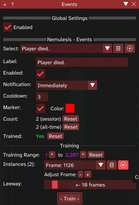Events labeling